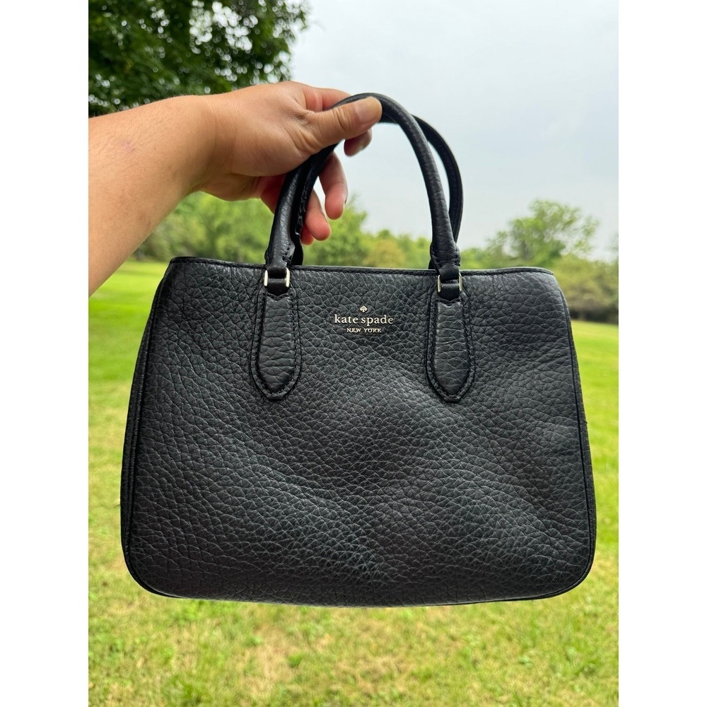 Kate Spade Leighton Small Satchel Chunky Pebble Leather Black Used